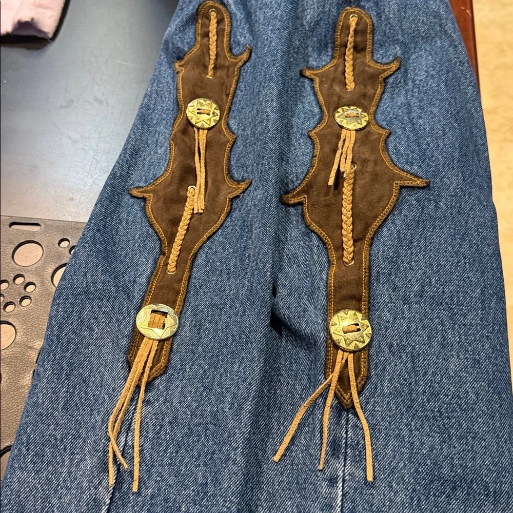 VINTAGE LAWMAN WOMENS JEANS WITH FAUX LEATHER DETAIL - Picture 3 of 14